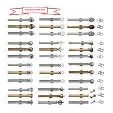Extra Long curtain pole 35mm Metal with Lined Rings, IDC Brackets, Pole Set