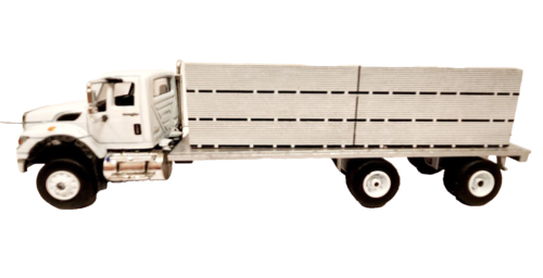 Greenlight / DCP White International Cutom Built 27 Ft Flatbed - Hay - Salvage - Picture 7 of 14