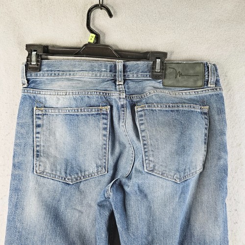 Marc Anthony Jeans Mes 33x30 Tag 32x32 Blue Light Wash Distressed Slim Fit Rip - Picture 9 of 13