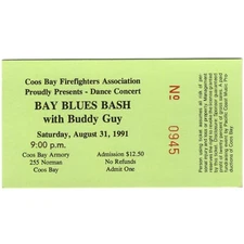 BUDDY GUY Dance Concert Ticket Stub NORTH BEND OR 8/31/91 BAY BLUES BASH Rare