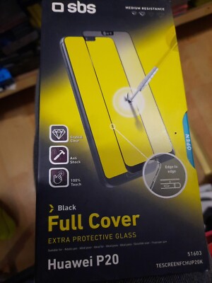 SBS Black Full Cover, Extra Protection Glass Für Huawei P20