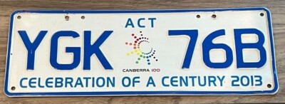 AUSTRALIA / CANBERRA 100, License Plate # YGK-76B (Celebration Of A Century 2013