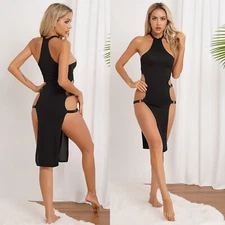 Sexy Women's Transparent Slim Bodycon Club Cocktail Party Pencil Mini Tube Dress