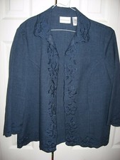Womens Dark BLue ALFRED DUNNER 3/4 Sleeve Blazer Jacket 14 ss