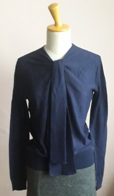 PANTA RHEI ITALY PULLOVER STRICK GR. M /L D.BLAU 100%WOLLE, AUSSCHNITT Z. BINDEN