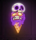 ice cream skull pop art picture custom made neon sign uv printing graphics