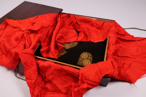 Japanese Lacquer Pair of Wooden Tray Gold Cherry Blossoms Tea Ceremony Meiji Era - Picture 24 of 24