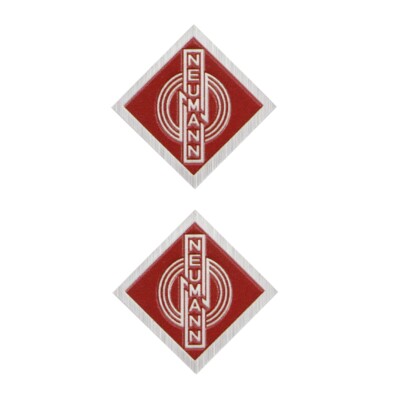 Neumann Logo Badge Small for Microphone or 17mm(0.67'')X17mm(0.67'') SILVER + red
