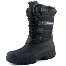 Knixmax Women's Winter Snow Boots Waterproof Mid Calf Booties Fur Lined Warm