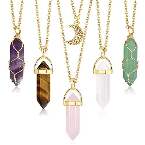 Pendentif en cristal hexagonal pointu enveloppé de fil d'or et d'argent de haute qualité pour collier, pierre précieuse naturelle, pendentif en quartz rose