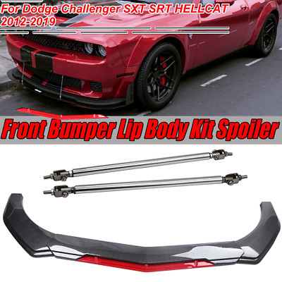 Front Bumper Lip Spoiler Splitter Body Kits Strut Rod For Dodge Challenger SRT
