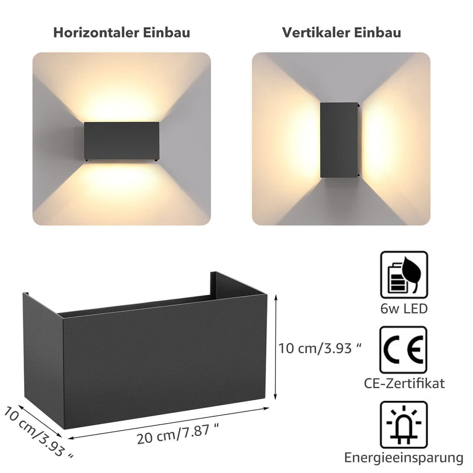 Wandlampe Cube Würfel LED Wand Leuchte Lampe Up Down außen/innen wasserdicht G9 - Bild 2 von 4
