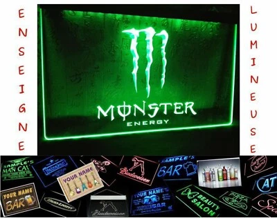 PANNEAU COLLECTION LUMINEUX PUB MONSTER ENERGY DRINK LED ENSEIGNE BAR CAFE NEON