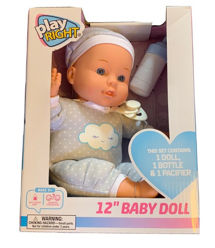 Babypuppe komplett mit Schnuller, Flaschenpullover, realistische blaue Augen 12 Zoll Unisex