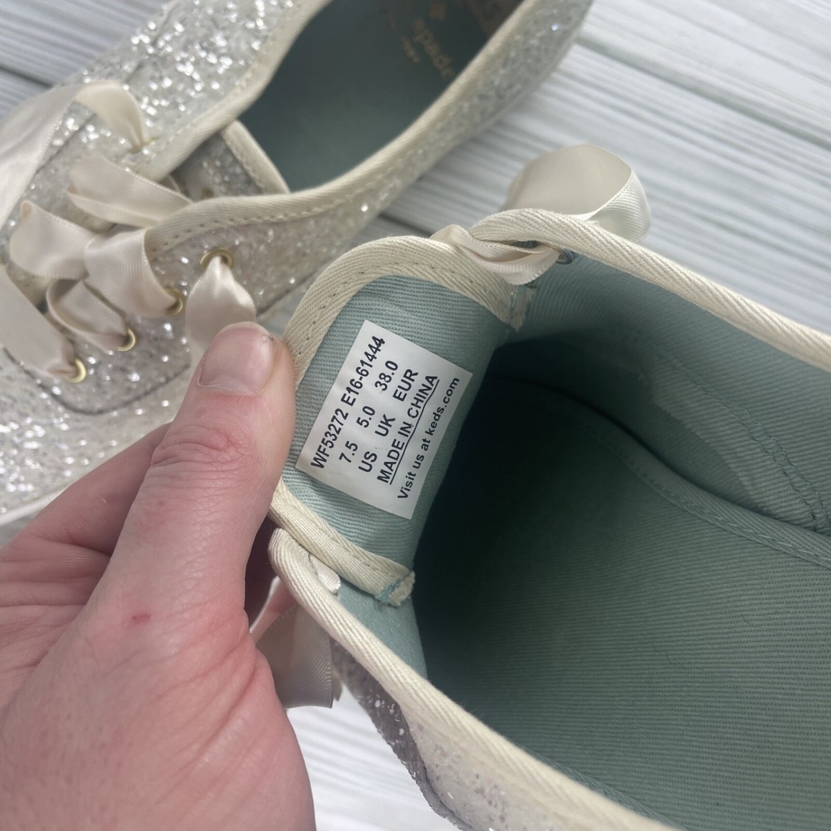 *1 Keds x kate spade Champion Sneakers Womens 7.5 White Glitter
