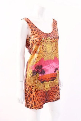NWOT! VERSACE FOR H&M AMAZING RARE 100% SILK SEQUIN DRESS. XS US 4 EUR 34.NEW - Picture 2 of 3