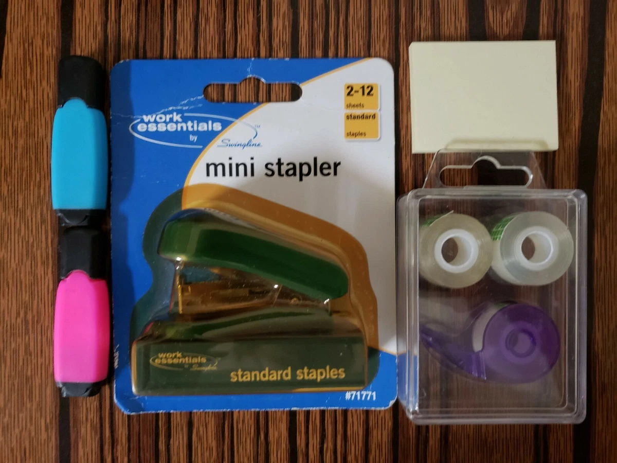 Mini Office Supplies Stationery Stapler Highlighter Tape Dispenser Sticky Notes