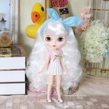 12" Blythe doll Nude Whirt hair Spray makeup face dudu mouth Factory Joint Body