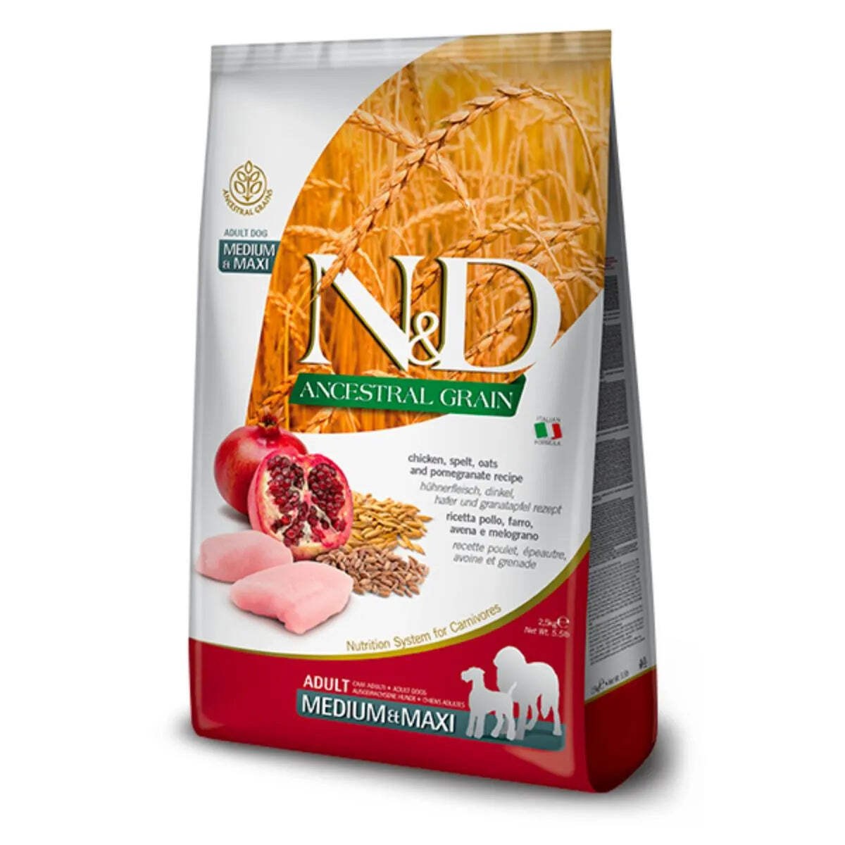 FARMINA N&D ANCESTRAL GRAIN MEDIUM MAX SENIOR CON POLLO E MELOGRANO 2,5 KG