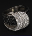 VTG Sterling Silver Black & White CZ Pave GOTHIC Cocktail Ring Size 6.5 9g — photo 3