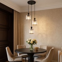 HäNgelampe Pendelleuchte KüChenlampe 3 Flammig Schwarz Kristalle Led H 120 Cm