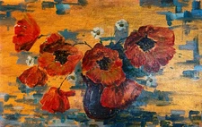 Oil Painting Scarlet Melody D. Arkadyev Unframed Stil Life Original nAAA3587