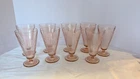 Pink depression glass Mayfair Open Rose Footed Iced Tea Tumblers Set of 9