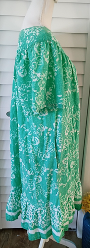 National Vintage Damen Muumuu Hawaiian Print Grün Pullover Baumwolle L - Bild 4 von 7