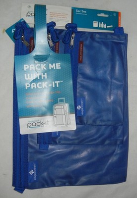 Eagle Creek Pack-It Sac Set 3pc Ultra Light Travel Organizers Sea Blue New