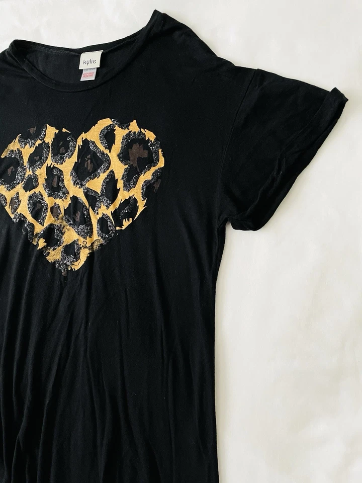 Kylie M&Co - Black Asymmetrical Short Sleeved T-shirt, Age 13 Years, Gold Heart - Image 2 of 4