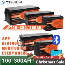 LiFePO4 Lithium Battery 12V 100Ah 200Ah 300Ah Deep Cycle for RV Solar Off-grid