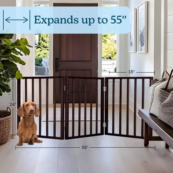 PETMAKER Foldable Wooden Pet Gate 54"x24" Espresso