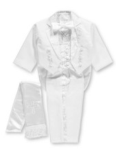 Pretty Me Baby Boys Embroidered 6-Piece Christening Tuxedo Color: white Size: 6
