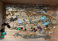 Craft lot a couple wearable mostly broken pieces chains and beads