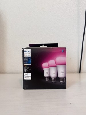 Philips Hue White & Color Ambiance Bluetooth Smart LED Bulbs 3-Pack E26 A19