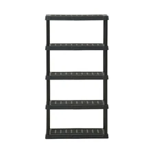 5 Tier Storage Shelves Organize Lightweight Durable Garage Closet Plastic Black