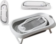 Baby Bath Tub with Stand, 0–18 Months, Foldable, Easy Drain, Portable