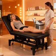 Adjustable Electric Facial Bed with Armrests, Dual Motor Lift System for Salon