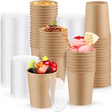 50 Pack 32Oz Paper Soup Containers with Lids Disposable Kraft Food Containers Bu
