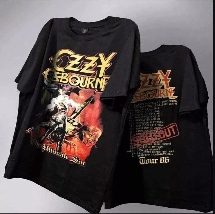 Ozzy Osbourne Concert Rare Ozzy Osbourne 90s T shirt 2 Side Remake S-5XL