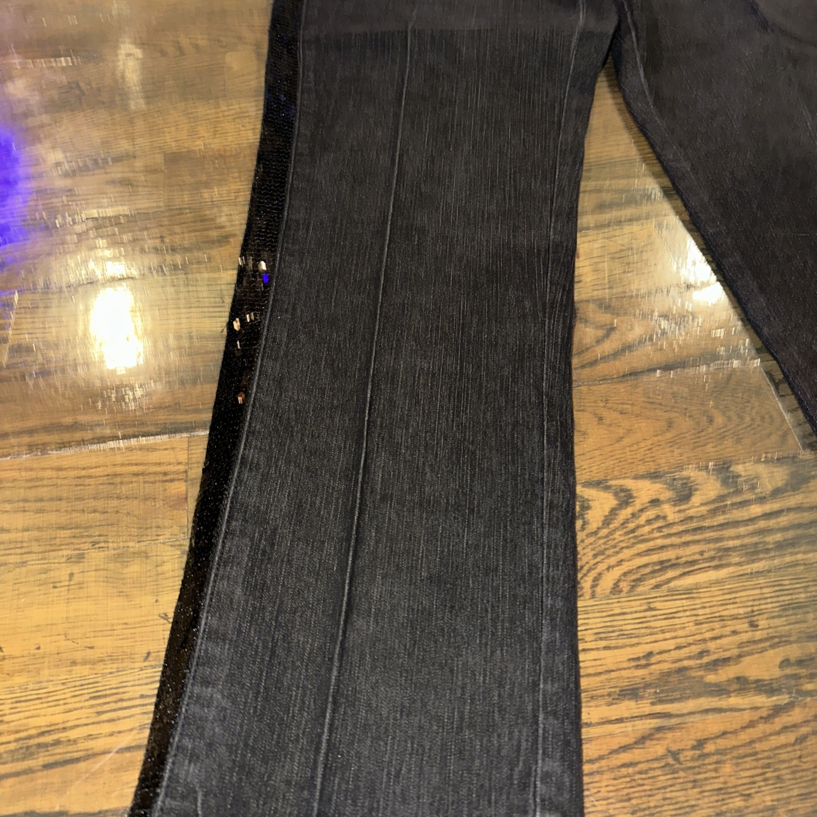 Ruby Rd Black Magic Sequined Stripe Straight Leg … - image 3