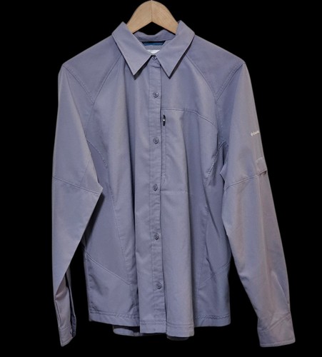 Columbia Omni-Shade Shirt Women's Silver Ridge Grey Ripstop Vented Fishing XL - Picture 2 of 16