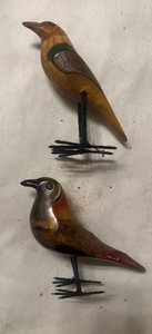 Painted Bird Statues X 2