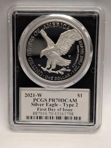 2021-W PR 70 DCAM American Silver Eagle ASE - Type 2 FDOI Damstra Signed PCGS