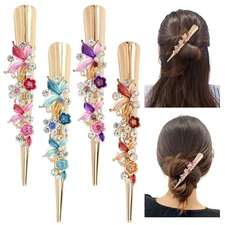 4 Pack Large Long Metal Alligator Hair Clips with Sparkly Rhinestone 4PCS S3 