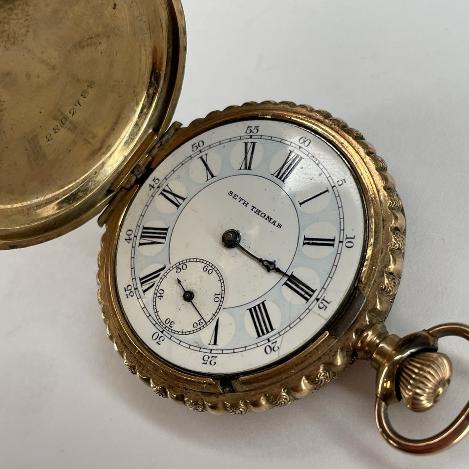 Seth Thomas Pocket Watch Keystone Watch Case Gold Plated Untested