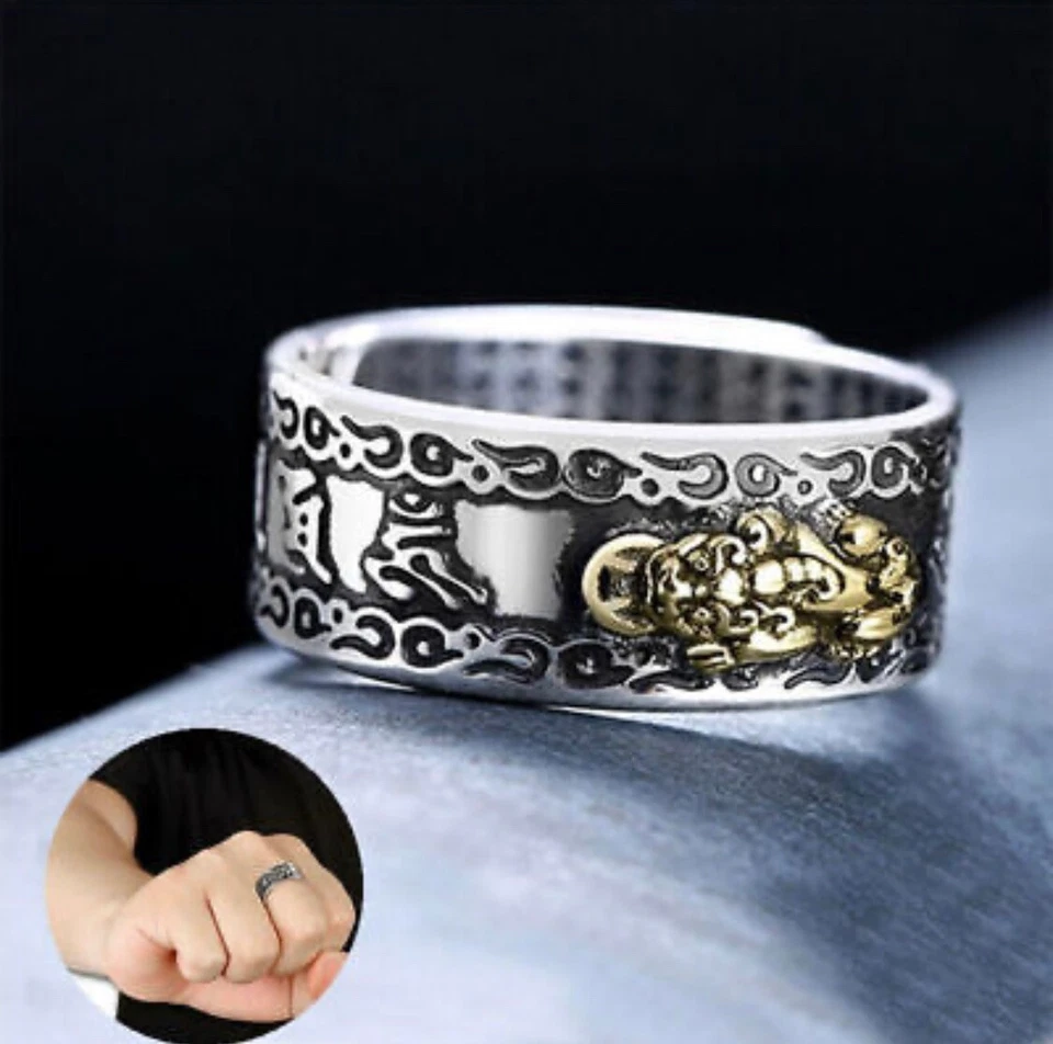 1x Adjustable Feng Shui Pixiu Mani Mantra Protection Wealth Ring Quality Lucky - Image 2 of 4