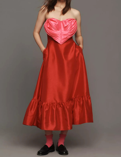 Maxi Vestido Anthropologie Hutch Sin Tirantes Corazón 22W TALLA EXTRA - Imagen 3 de 6