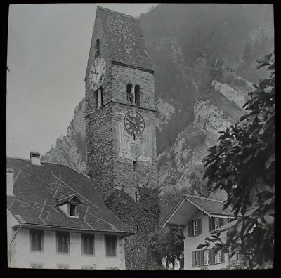 ZAUBERHAFTE LATERNENDIA KIRCHE BEI UNTERSEEN 1909 FOTO SCHWEIZ 
