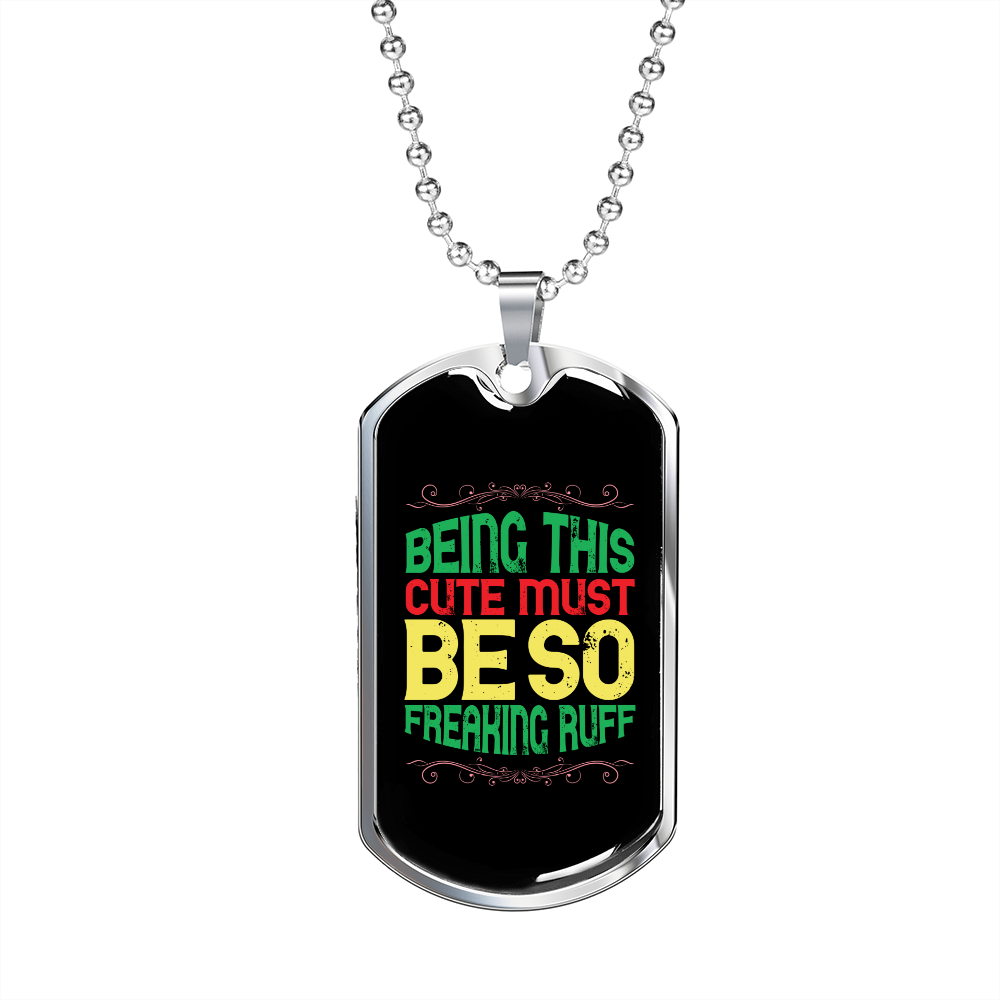Being This Cute Green Necklace Stainless Steel or 18k Gold Dog Tag 24